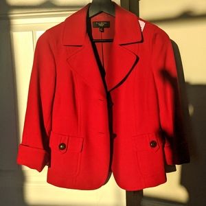 Talbots Red 3/4 Sleeve Blazer Sz 4P